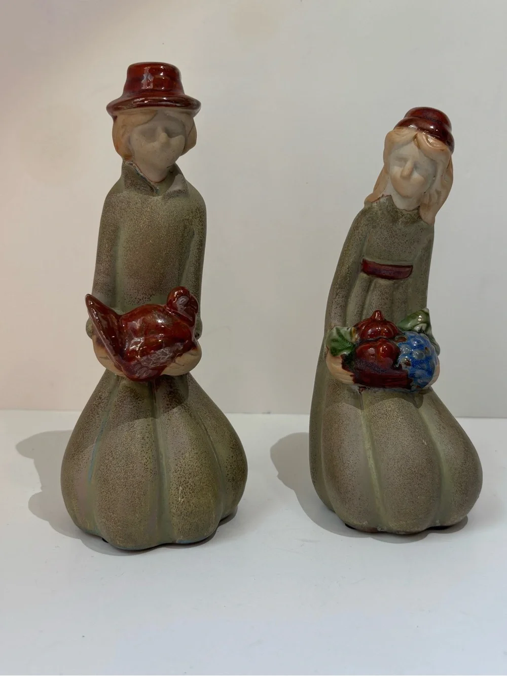 Vintage Pier One Thanksgiving Pilgrim Figurines Boy and Girl